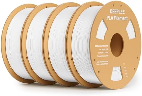 DEEPLEE PLA 1.75mm 3D Printer Filament, Dimensional Accuracy +/- 0.02mm, Neatly Wound, No Clogging, Vacuum Package, Fits for Most FDM 3D Printers, Cardboard Spool 4kg White