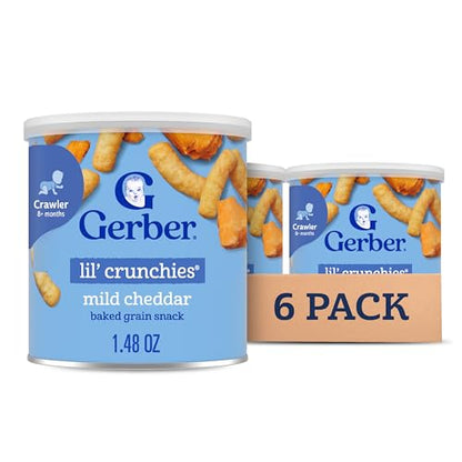 Gerber Snacks for Baby Lil Crunchies, Mild Cheddar, 1.48 Ounce (Pack of 6)