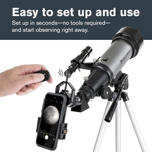 Celestron Travel Scope 70DX Portable Refractor Telescope – 70mm Aperture, Fully-Coated Glass Optics – Includes Bonus Phone Adapter, Backpack & More – Ideal for Beginners & Travel