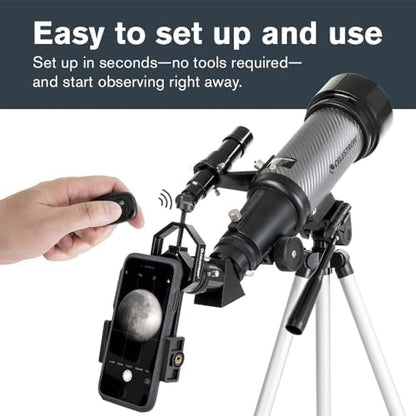 Celestron Travel Scope 70DX Portable Refractor Telescope – 70mm Aperture, Fully-Coated Glass Optics – Includes Bonus Phone Adapter, Backpack & More – Ideal for Beginners & Travel