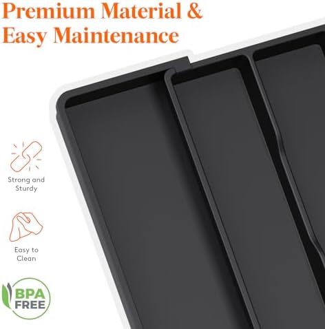 Lifewit Utensil Organizer for Kitchen Drawers, Expandable Cooking Utensil Tray, Adjustable Cutlery Silverware Flatware Holder, Plastic Kitchen Spatula Tools and Gadgets Storage Divider, Large, Black