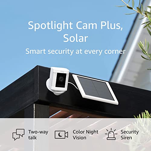 Like-New Ring Spotlight Cam Plus, Solar | Two-Way Talk, Color Night Vision, and Security Siren (2022 release) - White