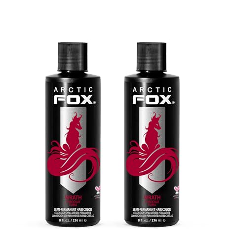 Arctic Fox Semi-Permanent Hair Dye, Vegan & Cruelty-Free, Conditioning, Ammonia-Free, Peroxide-Free, Vibrant Red Color, WRATH, 8 Fl Oz (Pack of 2)