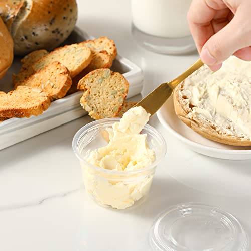 VITEVER [120 Sets - 4 oz ] Portion Cups With Lids, Small Plastic Containers with Lids, Airtight and Stackable Souffle Cups, Jello Shot Cups, Sauce Cups, Condiment Cups for Lunch, Party, Trips