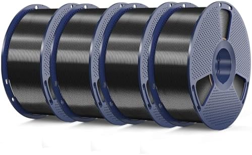 3D Printer Silk Filament, SUNLU Shiny Silk PLA Filament 1.75mm, Smooth Silky Surface, Great Easy to Print for 3D Printers, Dimensional Accuracy +/- 0.02mm, Silk Black x4 4KG