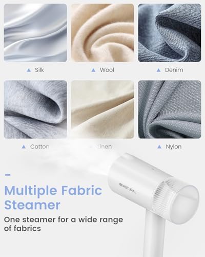 BEAUTURAL Steamer for Clothes, Portable Garment Wrinkle Remover, Fast 30s Heat-up, Foldable and Handheld, 120V Only (Not for 220V Europe)