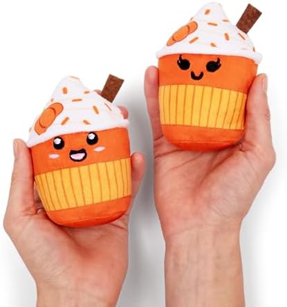 Emotional Support Lattes by Relatable, Fall Plushies Stuffed Animal Toy, Perfect Small Gift for Coffee Lovers, Gift Baskets, and Loved Ones of All Ages, Includes 5 Fall Plushies with Carrying Basket