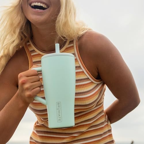 BrüMate Era 40 oz Tumbler with Handle and Straw | 100% Leakproof Insulated Tumbler with Lid and Flexible SoftSip Straw | Made of Stainless Steel | Cup Holder Friendly Base | 40oz (Mocha)