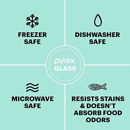 Pyrex Simply Store Glass Food Storage Container, Snug Fit Non-Toxic Plastic BPA-Free Lids, Freezer Dishwasher Microwave Safe, 4 Cup (Pack of 4)