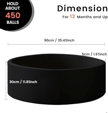 Ball Pit for Toddlers 35.43''x11.81 Baby Ball Pits Soft Memory Foam Ball Pit Round Kids Ball Pit Indoor Game Kids Play Ball Pool Ideal Gift for Girls and Boys (Black, NO Balls)