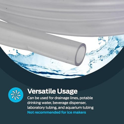 Eastman 1/2 Inch ID (5/8 Inch OD) PVC Clear Vinyl Tubing, 50 Foot Length, 98623