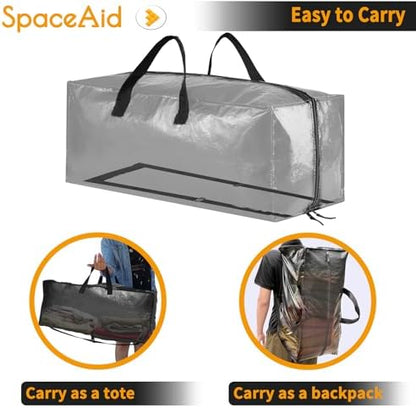 SpaceAid Heavy Duty Moving Bags, Extra Large Storage Totes W/Backpack Straps Strong Handles & Zippers, Alternative to Moving Boxes, Packing & Moving Supplies, Clear (8 Pack)