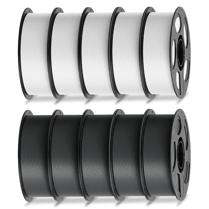 ANYCUBIC PLA Filament 1.75mm Bundle, 3D Printer Filament 1.75mm Dimensional Accuracy +/- 0.02mm, 1KG Spool (2.2 lbs), 5KG White + 5KG Gray, 10KG in Total