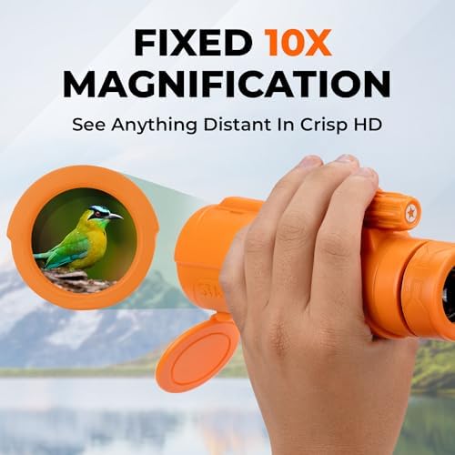 Starscope 10x42 Monocular for Adults - High Power HD Mini Telescope Monoculars Birdwatching Hunting Hiking Wildlife Viewing | BAK4 Prism Scope, FMC Lens, Wide Field of View (Orange)