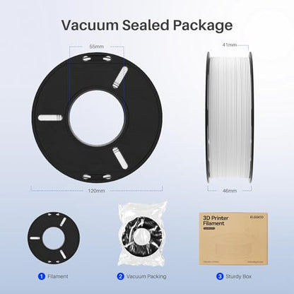 ELEGOO 250g PLA Plus Filament Bundle 1.75mm, 8 Colors 3D Printer Filaments Dimensional Accuracy +/- 0.02mm, 8 Pack 250g Spool, Black/White/Red/Dark Blue/Orange/Yellow/Sky Blue/Sea Green