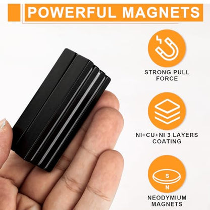 MIKEDE Black Magnets, 30 Pack Strong Neodymium Magnets Bar, Heavy Duty Rare Earth Magnet with Adhesive Backing, Powerful Bar Magnet for Crafts Kitchen DIY Science Office - 2.36 x 0.4 x 0.2in