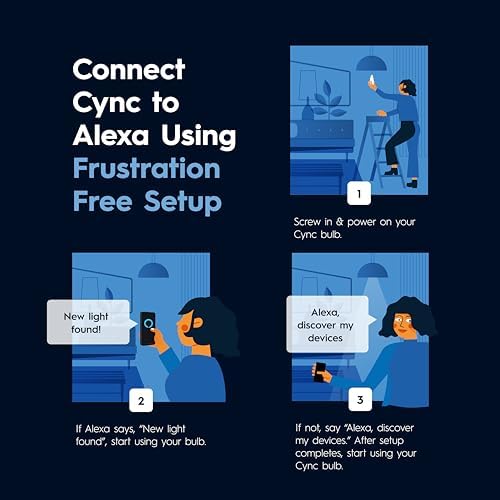 Cync GE A19 Smart LED Light Bulbs, Color Changing Room Décor, Works with Alexa and Google Home, Matter Compatible, LED Lights for Bedroom, Millions of Colors and White Tones (4 Pack)