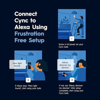 Cync GE A19 Smart LED Light Bulbs, Color Changing Room Décor, Works with Alexa and Google Home, Matter Compatible, LED Lights for Bedroom, Millions of Colors and White Tones (4 Pack)