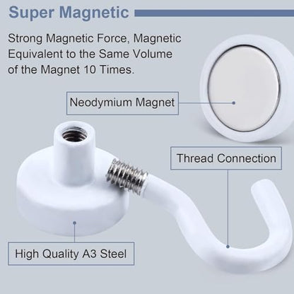 DIYMAG Magnetic Hooks, 30Lbs Strong Heavy Duty Cruise Magnet S-Hooks for Classroom, Fridge, Hanging, Cabins, Grill, Kitchen, Garage, Workplace and Office etc, (75 Pack-White)