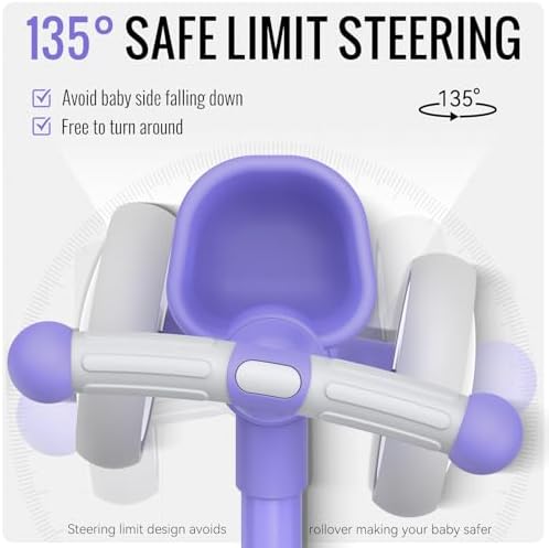 Umatoll Colorful Lighting Baby Balance Bike for 1 Year Old Boys Girls, 12-24 Months Toddler Bike with Basket, Adjustable Seat, First Birthday Gift (Purple)