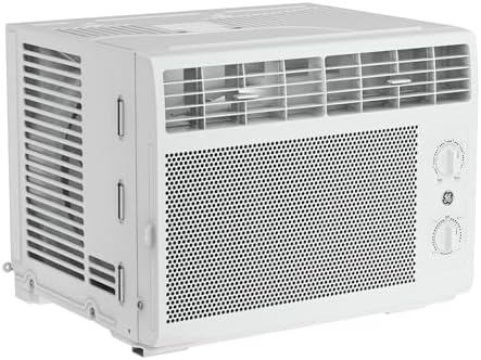 GE Window Air Conditioner Unit, 5,000 BTU for Small Rooms up to 150 sq ft. with Manual Adjustable Fan and Cooling Settings, Perfect for Small Bedroom or Living Room, Easy Install Kit Included, White