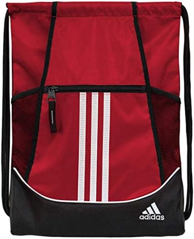 adidas Alliance Sackpack, Drawstring Backpack, Lightweight Small Gym Bag for Women and Men, Team Power Red, One Size