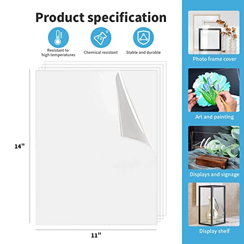 Art3d 5-Pack of 11×14" PET/Plexiglass Sheets, Transparent Clear Flexible Plastic Sheet Panels for Craft, Picture Frames, Sign Blank, DIY Display Project
