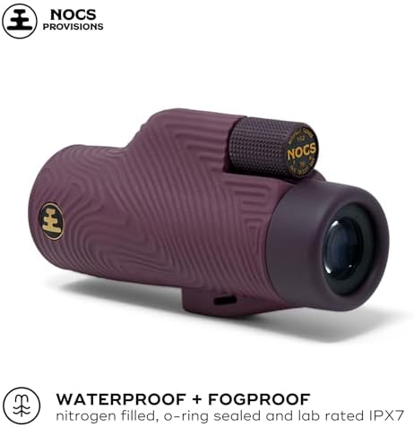 Nocs Provisions Field Tube 10x32 Waterproof Monocular, 10X Magnification Telescope, Bak4 Prism, Wide Field of View for Bird Watching, Backpacking & Wildlife Viewing - Oxblood Maroon