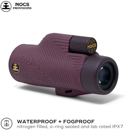 Nocs Provisions Field Tube 10x32 Waterproof Monocular, 10X Magnification Telescope, Bak4 Prism, Wide Field of View for Bird Watching, Backpacking & Wildlife Viewing - Oxblood Maroon