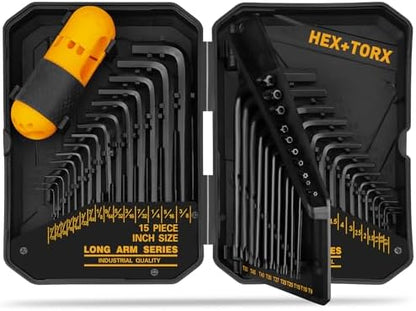 ELEAD Hex Key Allen Wrench Set: 41-Piece Hex and Torx Key Set with Torque Handle, Standard SAE(0.028"-3/8") & Metric(0.7mm-10mm) & Torx(T9-T50) in Storage Case, Heat Treated Chrome Vanadium Steel