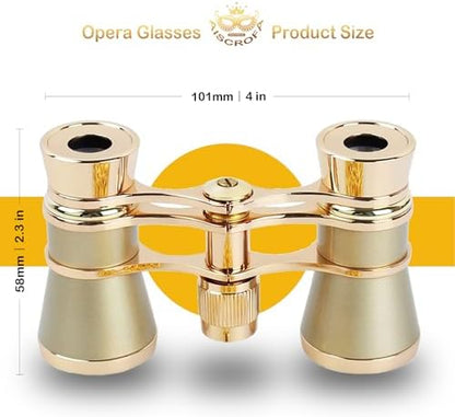 Opera Glasses,3X25 Theater Binoculars with Foldable and Extendable Handle,Mini Binocular Compact Lightweight,Portable Theater Glasses for Adults Kids Women in Musical Concert