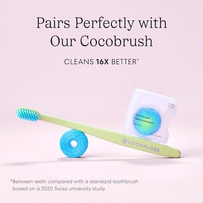 Cocofloss Woven Dental Floss, Dentist-Designed Oral Care, Mint, Waxed, Expanding, Vegan, Kid-Friendly String Floss with Coconut Oil, 4 Spools (33 yd Each)