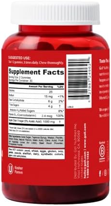 Goli Apple Cider Vinegar Gummy Vitamins - 180 Count - Vitamins B9 & B12, Gelatin-Free, Gluten-Free, Vegan & Non-GMO