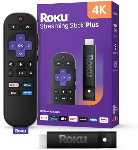 Roku Streaming Stick Plus 2025 - 4K & HDR Roku Streaming Device for TV with Voice Remote - Free & Live TV
