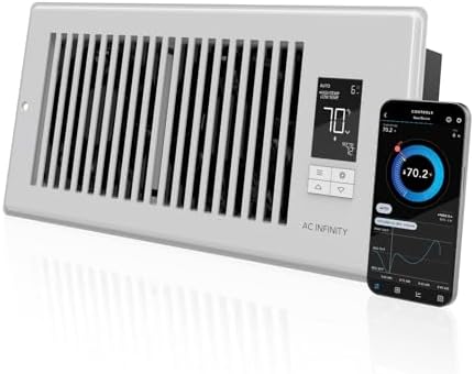AC Infinity AIRTAP T4 White, Register Booster Fan for 4” x 10” Register Holes, Improves Heating & Cooling Vents, Quiet 10-Speeds, Bluetooth App Control Data Alerts. ONLY FITS 4” x 10” Duct Openings