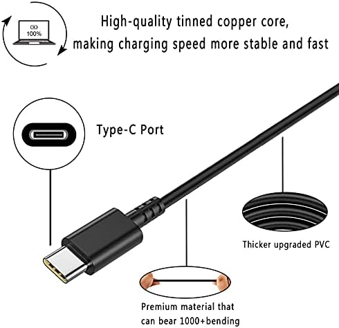 USB-C 65W 45W AC Replacement Charger Compatible with Lenovo ThinkPad T480 T490 T580 ADLX65YDC2A ADLX65YLC2D ADLX65YDC3A ADLX65YDC2D chromebook 2nd Gen S330 65W Laptop Power Supply Adapter Cord