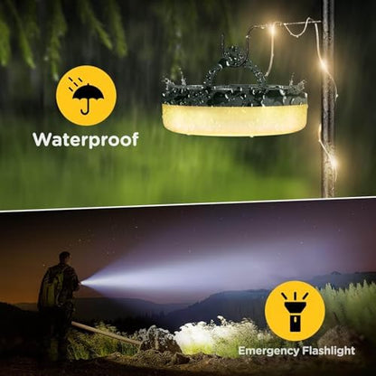 OGERY 2-Pack Camping String Lights, 4 in 1 Quick Storage 32.8FT Rechargeable Tent Lights String with 8 Lighting Modes, Hanging Waterproof Portable LED Lamp for Outdoor Patio Awning Party Essentials
