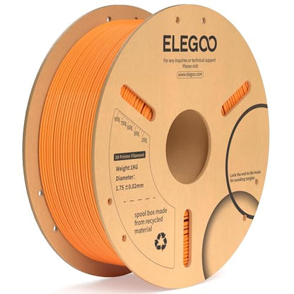 ELEGOO PLA Plus Filament 1.75mm Orange 1KG, PLA+ Tougher and Stronger 3D Printer Filament Dimensional Accuracy +/- 0.02mm, 1kg Spool(2.2lbs) Fits for Most FDM 3D Printers