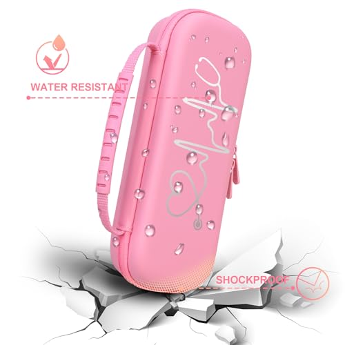 BOVKE Travel Stethoscope Case for 3M Littmann Classic III, Lightweight II S.E, MDF Acoustica Lightweight Stethoscopes, Mesh Pocket for Pen Lights, Medical Scissors and Nurse Accessories, Pink