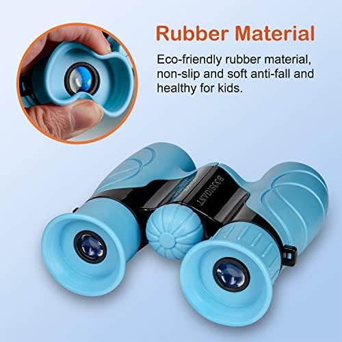 Binoculars for Kids 8x21, Gift for 3-12 Years Boys & Girls, Compact Kids Binoculars High-Resolution Shockproof Mini Binoculars for Bird Watching, Hiking, Camping, Travel Blue 302