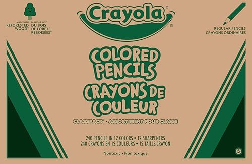 Crayola Colored Pencils Classpack (240ct), Must Have Classroom Supplies for Teachers, Bulk Colored Pencils for School, 12 Colors, Back to School Essentials