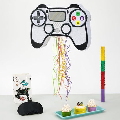 WERNNSAI Video Game Piñata - Game Controller Piñata Bundle with Blindfold and Bat for Boys Piñata Gaming Theme Party Decoration Supplies Pull String Piñata for Birthday Party Celebration