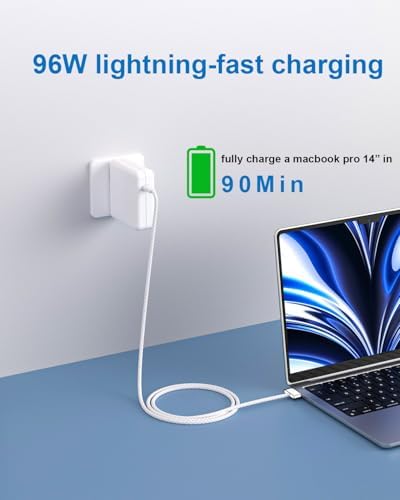 Mac Book Pro Charger - 96/70W USBC to Magnetic 3 Charger for Mac pro 14-16inch 2021 2023 2024 M1 M2 M3 M4, Mac Air 13-15inch 2022 2023 2024 2025 M2 M3 M4, Include 6.6ft Charge Cable