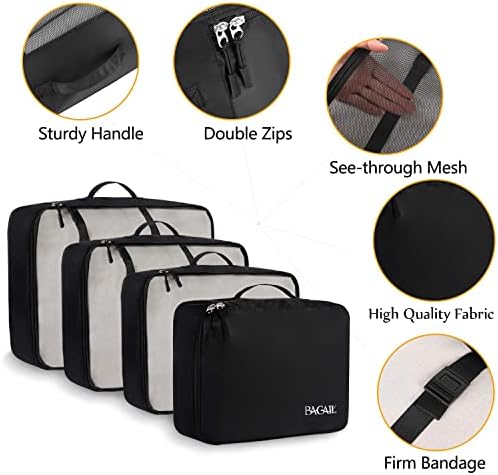 BAGAIL 8 Set Packing Cubes Luggage Packing Organizers for Travel Accessories (Jet Black)
