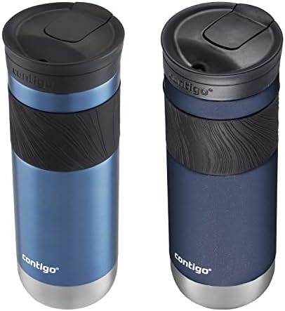 Contigo SNAPSEAL Insulated Stainless Steel Travel Mug with Grip 20oz. Blue Corn Transparent Satin & Midnight Berry