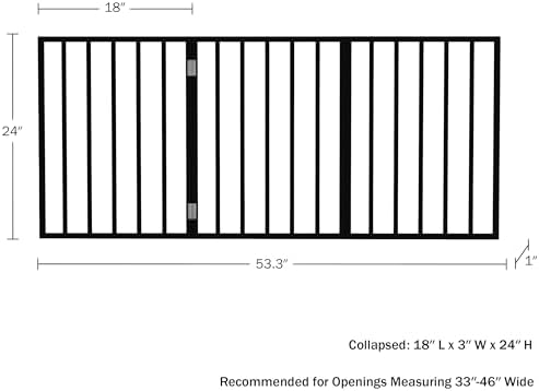 Pet Gate - 3-Panel Indoor Foldable Dog Fence for Stairs, Hallways, or Doorways - 54x24-Inch Wood Freestanding Dog Gates by PETMAKER (Black)