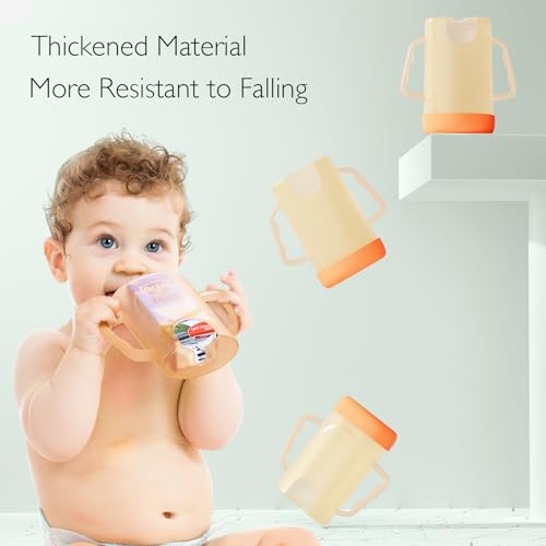 Momcozy Squeeze Pouch Holder for Food Pouches and Drink Boxes, Baby Pouch Holder Allows Baby to Self-feed and Avoid Messes, Baby Food Pouch Holder Handle is Easy to Grip, Comfortable, Green&Orange