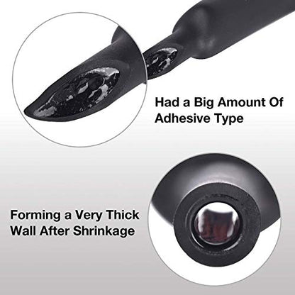 XHF UL Listed 1-1/2 Inch 10Ft 3:1 Waterproof Heat Shrink Tubing Roll Marine Grade Adhesive Lined Heat Shrink Tube, Insulation Sealing Oil-Proof Wear-Resistant Black