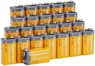 Amazon Basics 24-Pack 9V Alkaline Batteries, 5-Year Shelf Life - for Smoke/CO Detector, Electronics & Audio