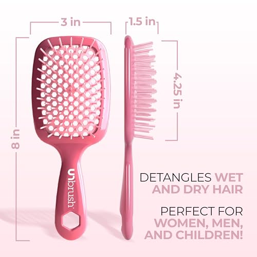 FHI Heat UNbrush Detangling Brush for Pain-Free Brushing on All Wet or Dry Hair Types — Durable DuoFlex Anti-Static Bristles, Lightweight Handle, Vented Hair Brush